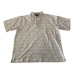Greg Norman Golf Cotton Polo Yellow Blue Tan Pattern Size Medium